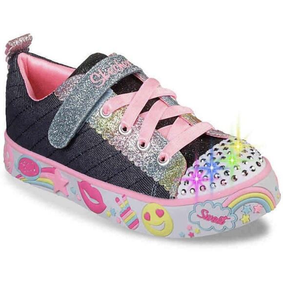 Skechers Twinkle Toes Emoji Rainbows Happy Light Up Girls Sneakers Shoes Size 3 - Picture 1 of 8